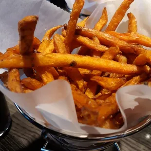 Sweet Potato Fries at the Raiders Tavern are served with a thick yummy maple dipping sauce.