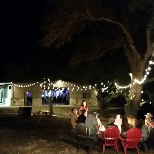 Two fire pits outside