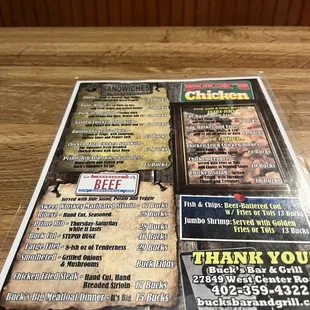 menu
