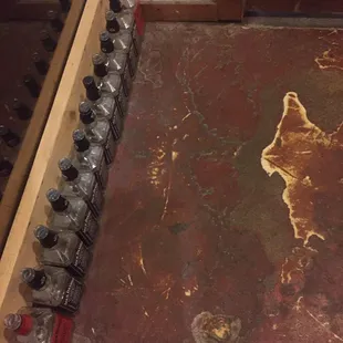 The Jack Daniels decorating scheme carried to the extreme; the floor of the men&apos;s room.
