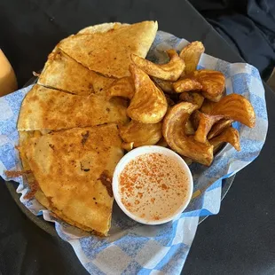 Chicken quesadilla &amp; fries