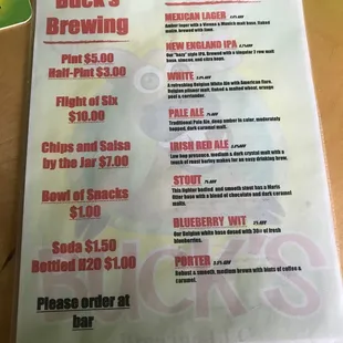 Nov 2019 menu