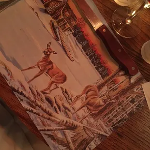 All of the placemats are camping and fishing themed