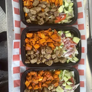 Chicken and lamb over rice and salad Combo