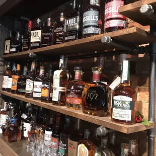 shelves full of liquor
