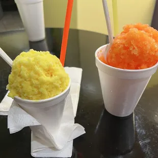 Banana cream and fuzzy navel snowballs