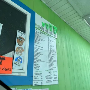 menus on the wall