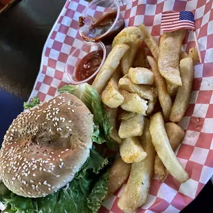 My morning meal hamburger and fries $9.75