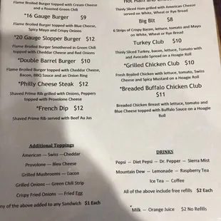 menu