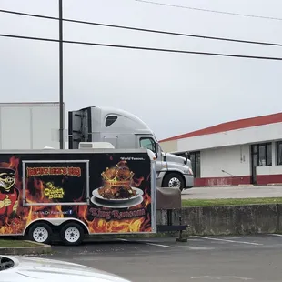 a food truck in a parking lot