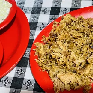 Pulled pork with mixed greens &amp; coleslaw