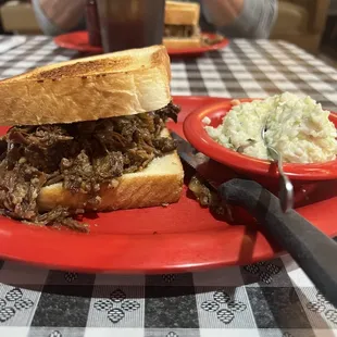 Brisket sandwich with coleslaw
