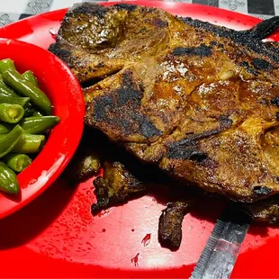 Sliced shoulder platter with Italian green beans (very yummy). Huge pieces of meat