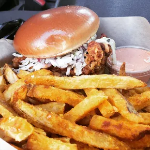 Bucky&apos;s Hot Chicken Sando Combo.