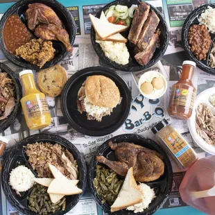 ows a spread of food