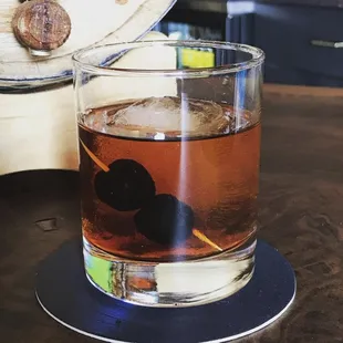 a drink in a glass