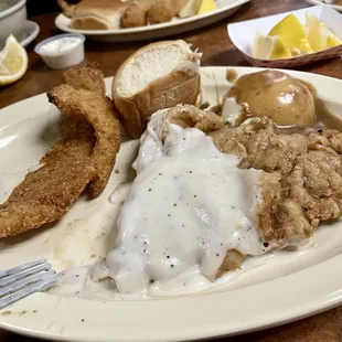 We split chicken fried steak and fish