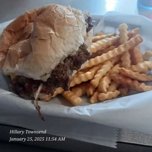 Cheeseburger and fries