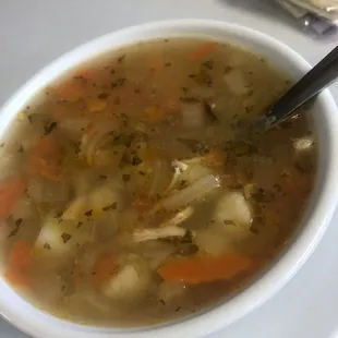Yummy homemade chicken and dumpling soup.
