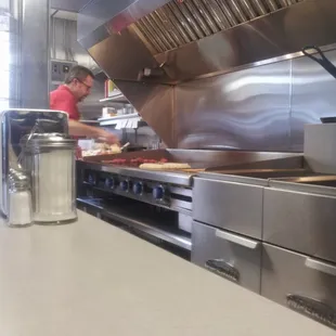 Cooking up my tasty cheese burgers...