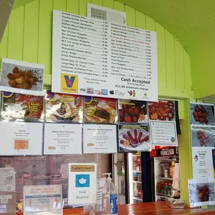 menus on the wall