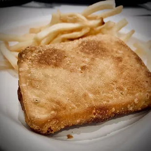 Pizza puff and fries