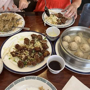 Mini pork buns and salt and pepper short ribs.
