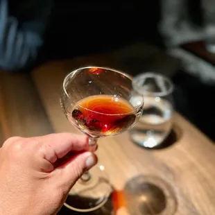 a person holding a glass of wine