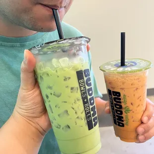 Vanilla matcha and Thai tea!