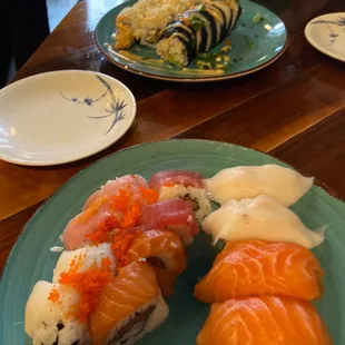 Salmon Nigiri White Tuna Nigiri Supreme Rainbow Roll