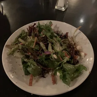 House salad with it pepper jelly vinaigrette.
