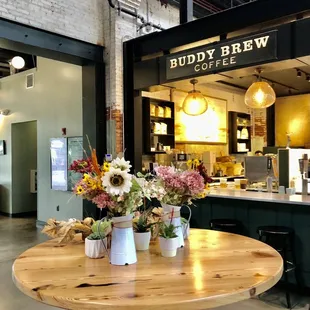 a table with flowers on it