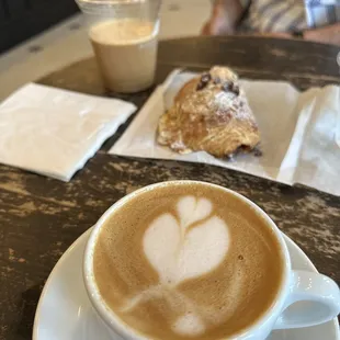 Cappuccino,Iced Cortado &amp; Chocolate croissant.
