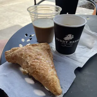 Guava &amp; Cream pastry, cortado and iced cortado.