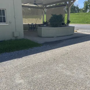 Parking and outdoor seating
