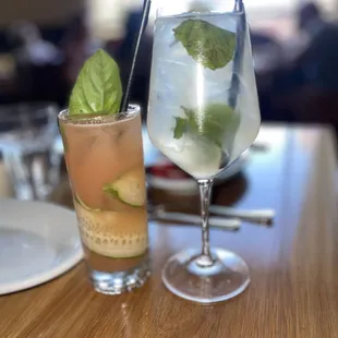 Left side - Pepino Alto was so delicious and refreshing and right side - Menta Fresca -