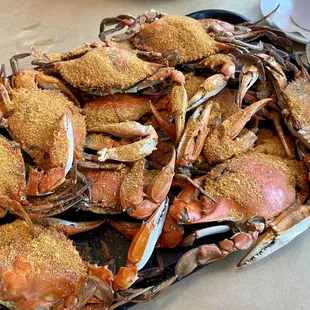 a pile of cooked crabs