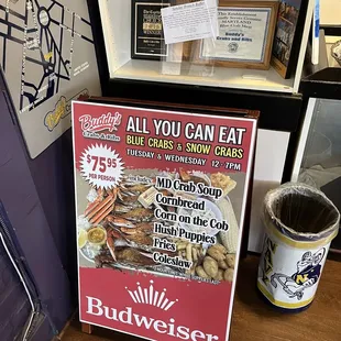a sign for the restaurant