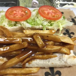 French fry po-boy always served with gravy!