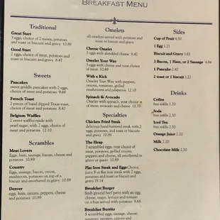 Menu as of 10/7/2022