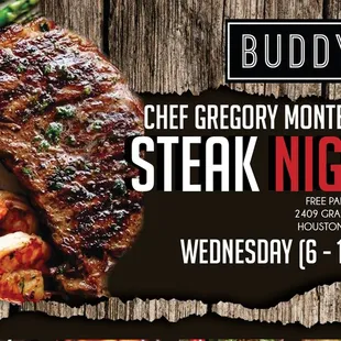 PERFECT weather for Steak Night TONIGHT at BUDDY&apos;S!  https://fb.me/e/26IHezVCN