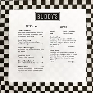 Backed by popular demand.
BUDDY&apos;S soft opening menu.
#Pizza#Wings