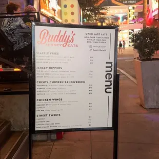 The outside menu of all their yummy things