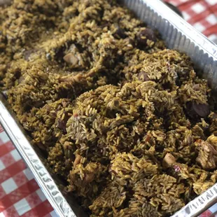 a pan of food on a table