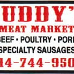 a sign for buddy&apos;s meat market