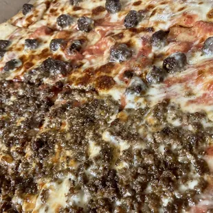 a close up of a pizza