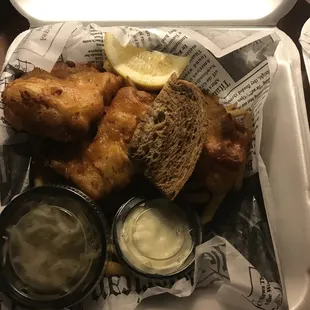 food, fish and chips