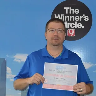 Congratulations to Kevin Brown of Pauls Valley.  Our 2015 winner of the &quot;House Full of Flooring&quot; Giveaway!...