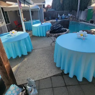 Round tables with Linens and chairs