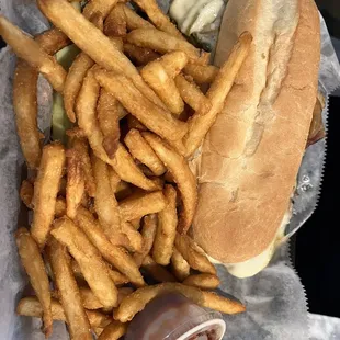 Philly Cheesesteak with fries